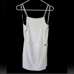 NWOT - White Sleeveless Skort Romper with Textured Pattern